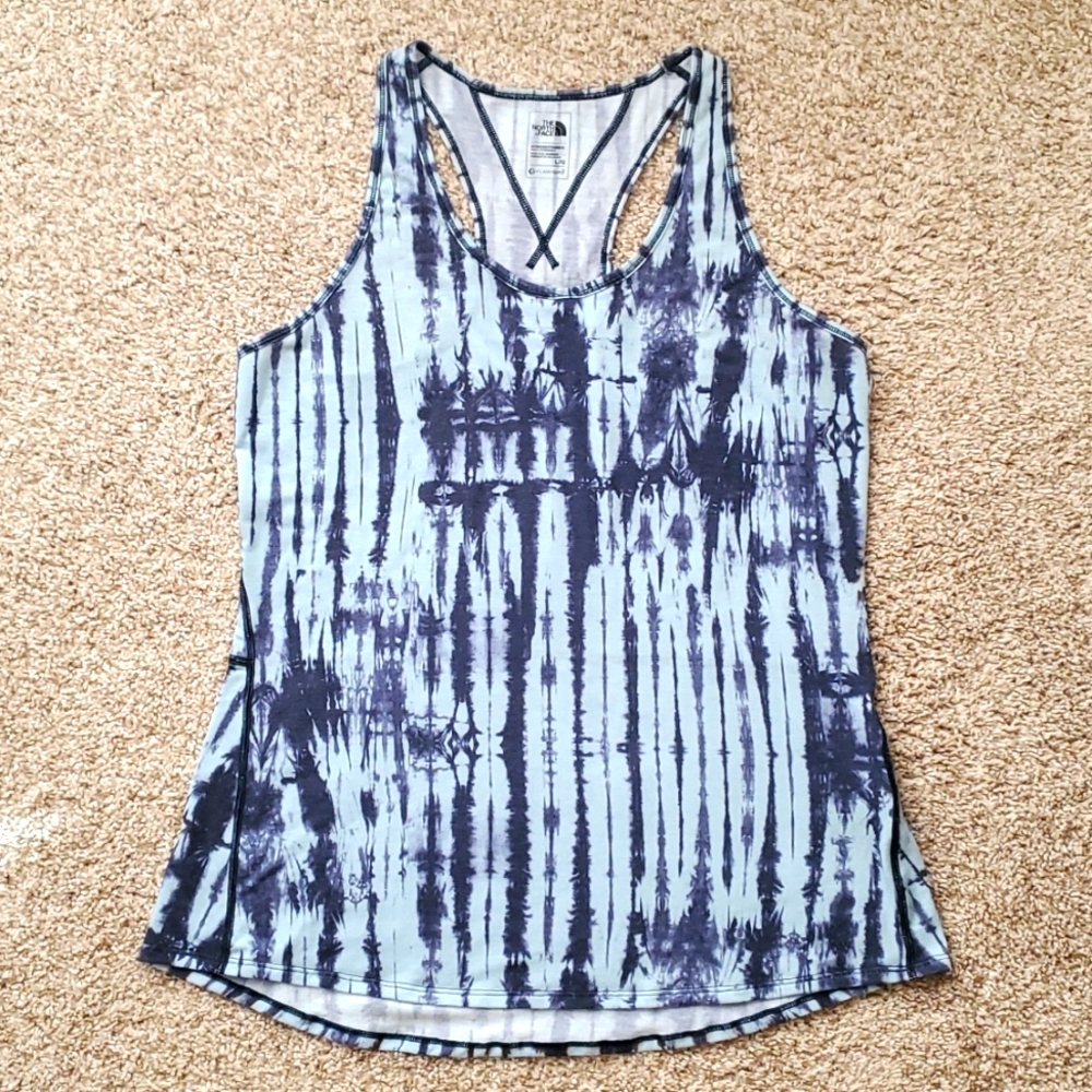 The North Face Flashdry Womens Large Racerback Tank Top Blue Tie Dye